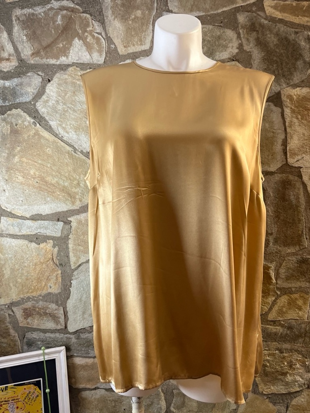 Jones New York 100% Silk Gold Sleeveless Blouse | Size 20W